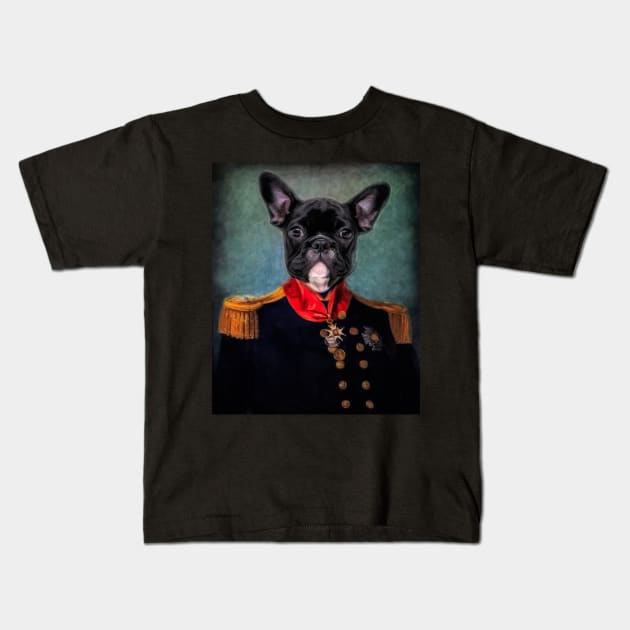 Puppy pet classic royal oil painting Kids T-Shirt by ArtDreamStudio